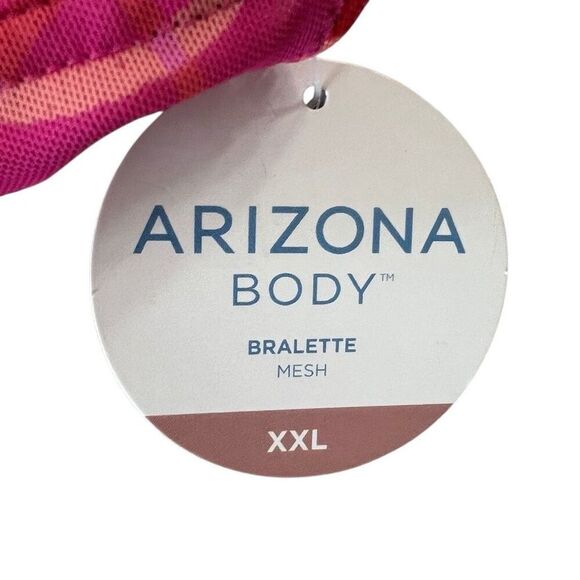 NWT ARIZONA BODY Bralette XXL Pink Graffiti Heart Print Mesh Bra Wireless Light - Picture 2 of 10
